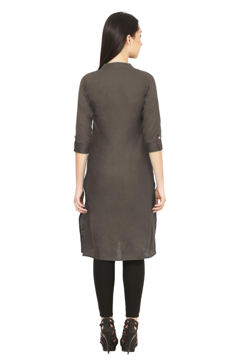 vastraa fusion women's khadi black kurta (vastraats0201-$p)