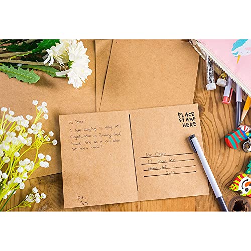 Blank Postcards 100Sheet Kraft Paper Postcards, Printable Blank Note Cards for Inkjet and