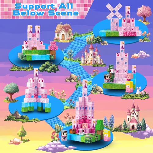 Magnetic Blocks, 100PCS Magnetic Building Blocks, Magnetic Castle Princess Castle Garden STEM Magnetic Building Cubes for Toddler Kids Toys, Christmas Birthday Gifts for Boys Girls (Castle)