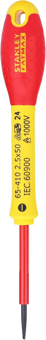 Stanley FatMax Insulated Slotted Screwdriver 2.5 x 50mm VDE Red Yellow view 3