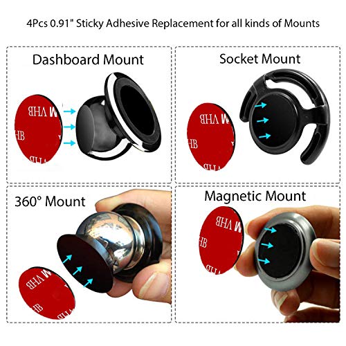 8 Pack Sticky Adhesive Compatible with Socket Base, PKYAA Double-Sided Replacement Tape for Collapsible Grip & Stand Back, 4pcs Sticker Pads for Car Magnetic Phone Holder
