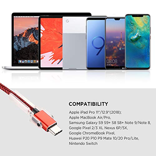 Type C Charging Cable with Phone Stand, Lecone 1m/3ft Nylon Braided USB C 2.0 Fast Charging & Data Transfer Cord for Samsung Galaxy Note 9 S10 S10 Plus S10e S9+, Nintendo Switch,USB C Device[2 Pack] - Thumbnail 6