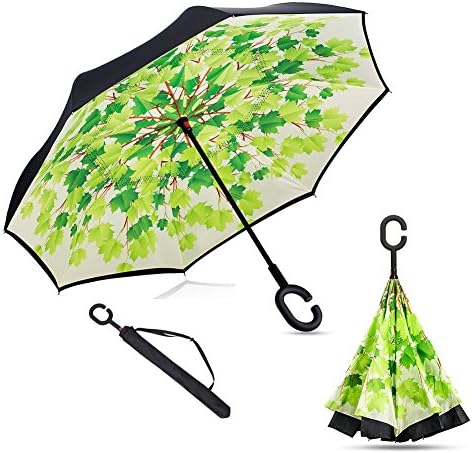 Travel Umbrella, Windproof UV Protection umbrella, Reverse Folding Large Umbrellas for Rain and Sun,from Evfun(Green Shade)