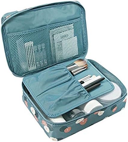 Toiletry Bag | HAFUN Tracel Vacation Organizer Portable Cosmetic Shampoo Accessories Bag Small Blue Flower Pattern Makeup Organizer (Blue Flower)