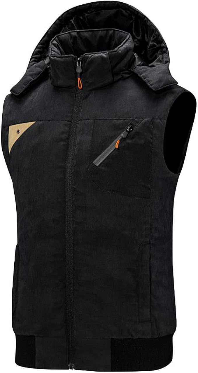 Men's Body Warmer Hood Vest Winter Waistcoat Padded Outdoor Gilets