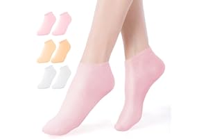 NOVAYARD Silicone Moisturizing Socks Anti Slip Silicone Gel Socks for Dry Cracked Feet 3 Pairs (Pink+Nude+White,L)