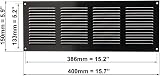 EUROPLAST 400x150mm Black Metal Air Vent Grille Cover with Insect Mesh view 2