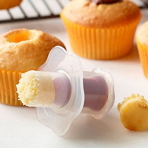 Mini Cupcake Corer Plunger Cutter Pastry Baking Tool Cake Decorating Divider Filler by Proktichen, Set of 2 (Random Color)