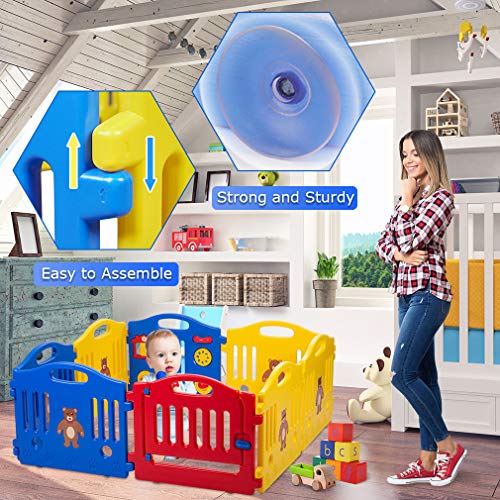 image for  FDW Baby Playpen for Babies Baby Play Playards 8 Panels Infants Toddl
