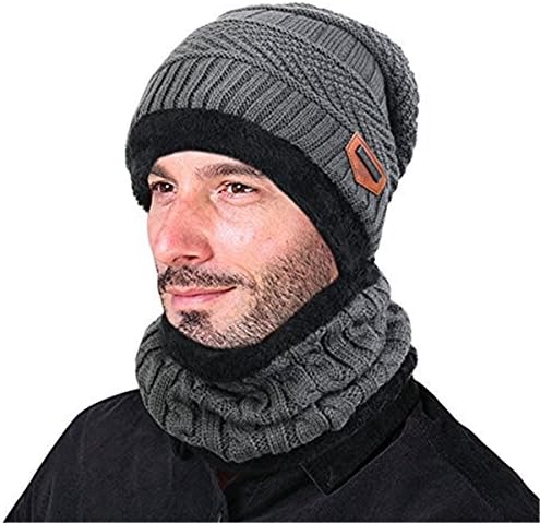 Warm Knitted Beanie Hat and Circle Scarf Skiing Hat Outdoor Sports Hat Sets