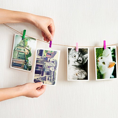 MCIRCO 【150 Pieces】 Wooden Clips, Mini Colored Natural Wooden Clothespins Photo Paper Peg Pin Craft Clips with Jute Twine - Thumbnail 6