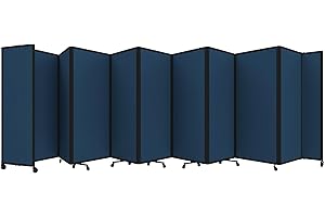 Versare Room Divider 360 Portable Wall Partition | Folding Panels | Large Freestanding Divider | Locking Wheels | Temporary Room Separator
