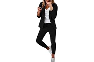 Lynkiss Women's Two Piece Outfits Blazer Open Front Jacket and Work Pant Suit Pockets Business Casual Suit Sets