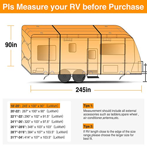 RVMasking Upgraded 300D Top Windproof Travel Trailer Cover 18' 20