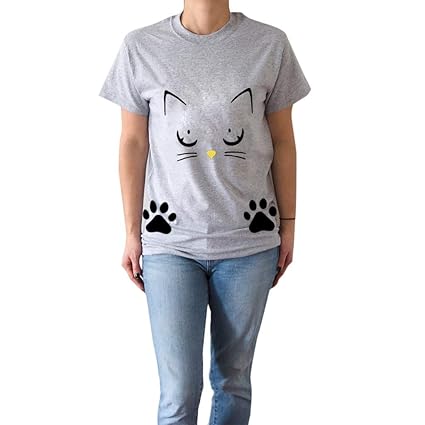 Moserian Damen Shirts Mädchen Sommer Casual Oansatz Katzendruck Tops T-Shirts Bluse