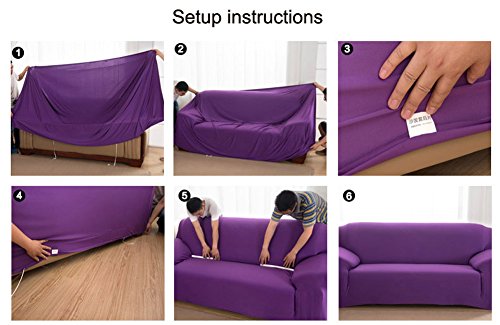 getmorebeauty L Shape Sectional Thick Plush Velvet Couch Stretch Sofa Cover (Red, L Shape 3+3 Seats) - Thumbnail 3
