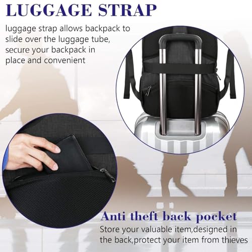 MATEIN Men's Large Laptop Rucksack, 17.3 Inch School Rucksack, Laptop Bag with USB-Charging Port, Anti Theft Business, Work Travel Rucksack for Teenager, Notebook, College, Tech, Women Black