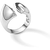 COBI Statement Rings for Women, Croissant Twisted Braided Band & Pave Cubic Zirconia Ring, Open Style, Chunky Dome Ring, Rhodium 18K Gold Plated Stackable Cocktail Rings, Fashion Jewelry, Size 7 8 9