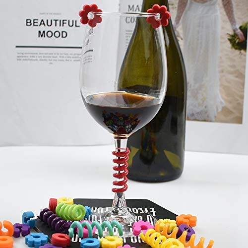 30 Pcs Silicone Drink Markers Wine Glass Charms Markers Drink Markers for Champagne Flutes Cocktails Martinis Wine Glass 3 Size - Thumbnail 2
