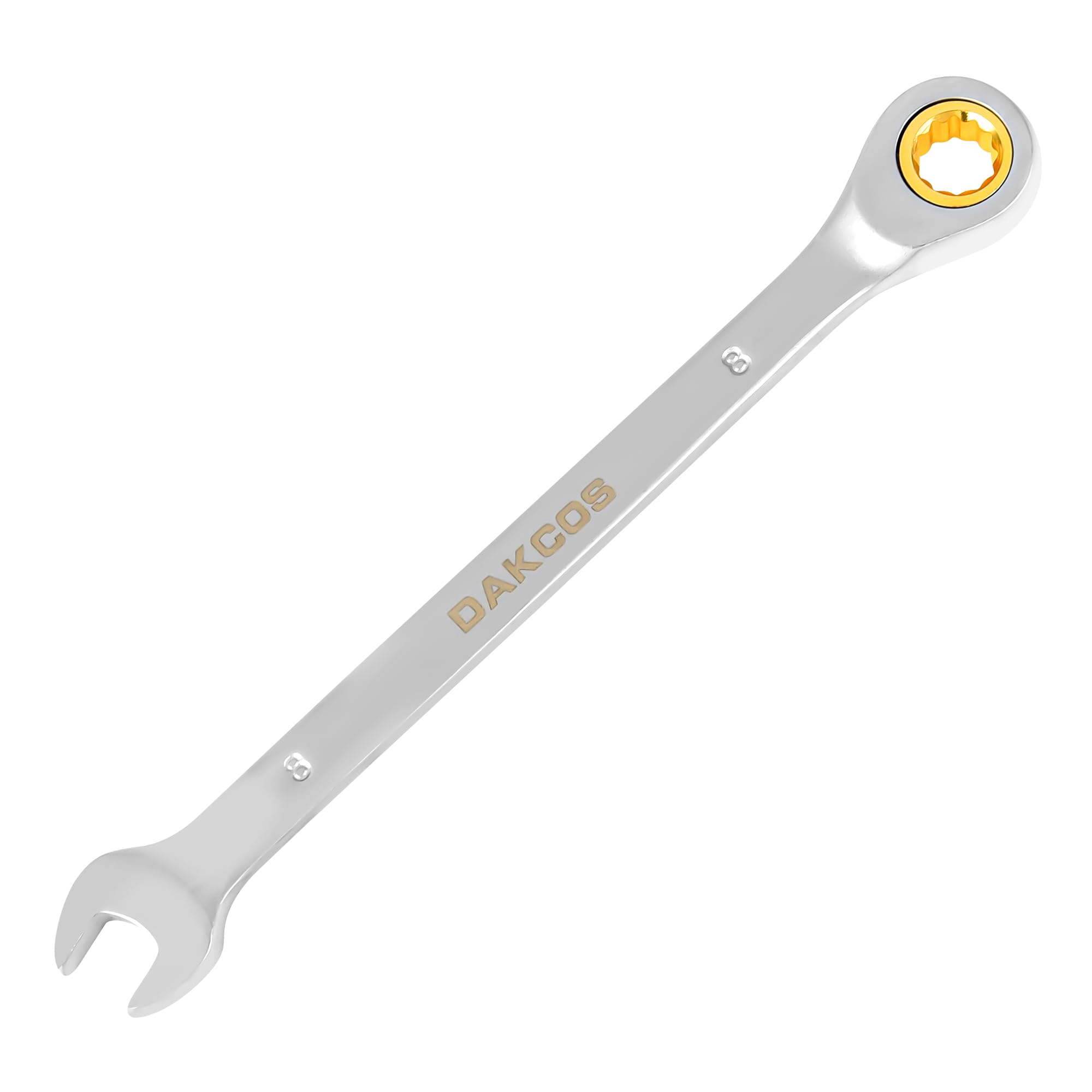 DAKCOS Fixed Head Ratchet Spanner 8mm Ratcheting Combination Wrench Chrome Vanadium Steel