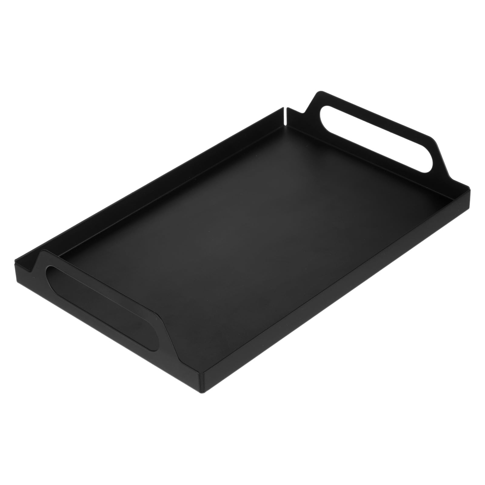 uxcell Metal Serving Tray with Handles 7.8" x 12" Rectangular Coffee Table Tray Decorative Tray for Bathroom Kitchen Living Room, Black