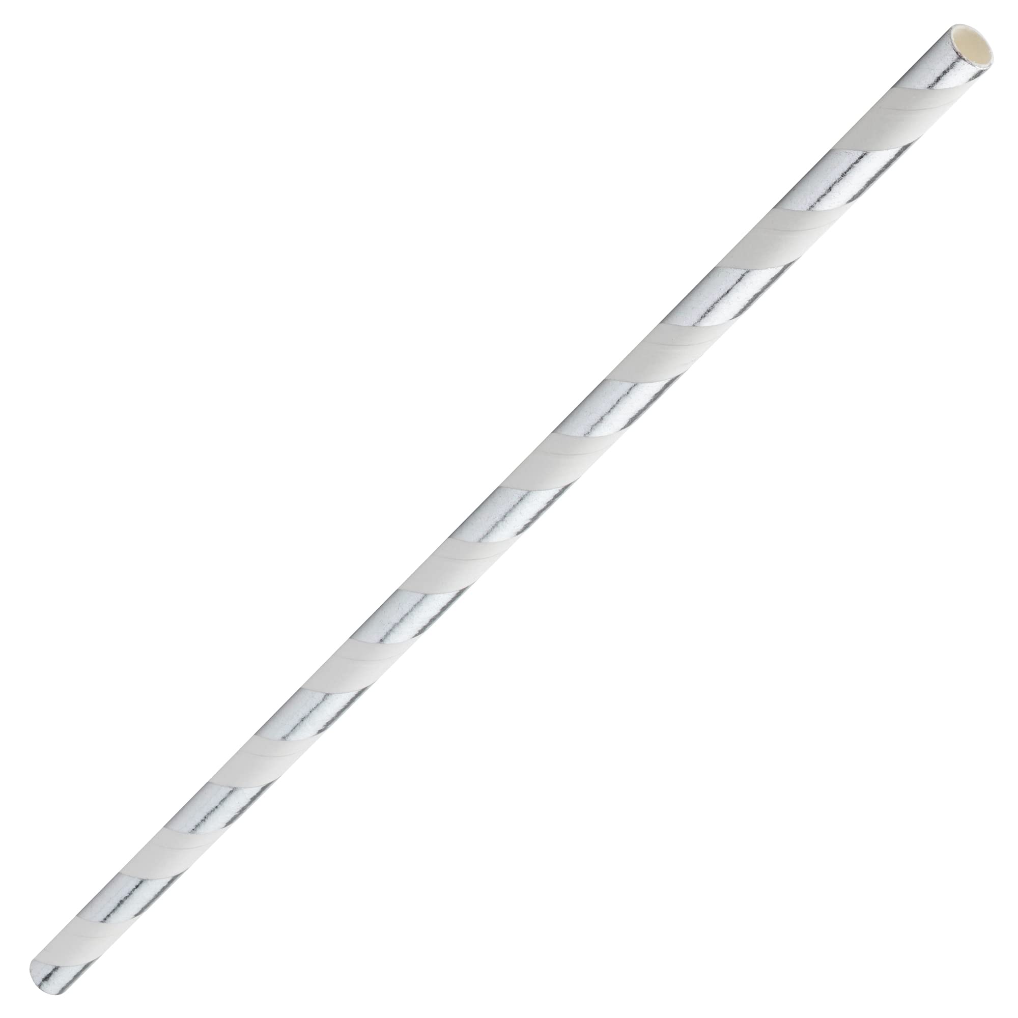 Silver & White Paper Straws 8inch-Pack of 250