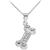 Good Luck Charms Solid 925 Sterling Silver Dog Bone Pendant Necklace