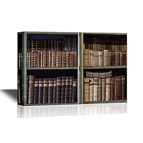 Canvas Wall Art - Artwork with Bookshelf - Gallery Wrap Modern Home Art | Ready to Hang - 12x18 inches