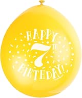 Unique Happy 7th Birthday Balloons Pack 10 Assorted Latex 22cm view 2