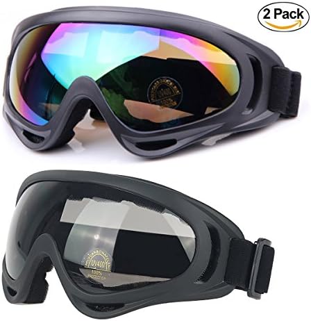 Ski Goggles, Motorcycle Gogglesby UUAT,Snow Sports Atv Goggles for Youth, Men &amp; Women with UV Protective Anti-Glare Lenses Windproof Dustproof Bicycle,Pack of 2