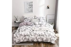 EROSEBRIDAL White Marble Duvet Cover King with Zipper Closure-Black Marble Bedding Set-3 Pcs Gray Marble Pattern Printed Comforter Cover-Ultra Soft Microfiber Bed Quilt Organic Modern Style for Men and Women