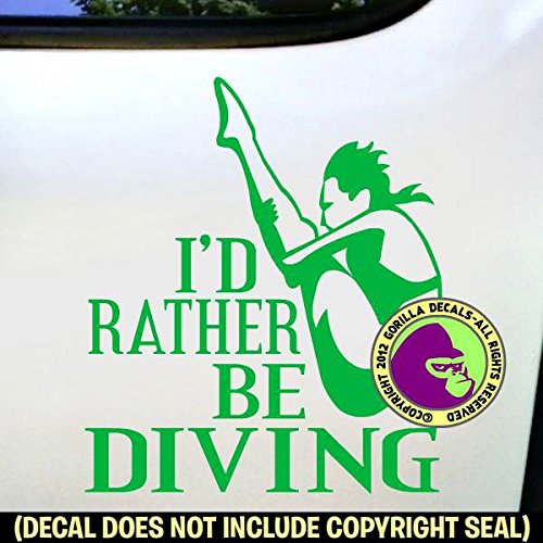 RATHER BE DIVING Springboard Diver FEMALE Vinyl Decal Sticker A - Thumbnail 5