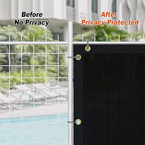 Fence Privacy Screen Outdoor, 5' x 50' Black Heavy Duty Decorative Fence Cover Chain Link Mesh Fencing Shade for Patio Backyard Wall Garden Pool Deck, UV Protection Weather Resistant