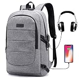 Laptop Backpack for School Travel, Fits 15.6in Computer Durable Casual Anti Theft Backpack Travel Bag, with USB Charging Port and Headphone Jack, Waterproof Large Compartment Daypacks