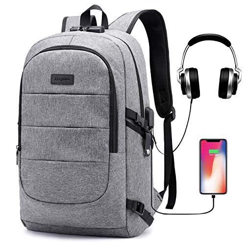 Laptop Backpack for School Travel, Fits 15.6in Computer Durable Casual Anti Theft Backpack Travel Bag, with USB Charging Port and Headphone Jack, Waterproof Large Compartment Daypacks