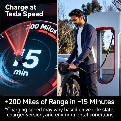 NACS to CCS Adapter Tesla Supercharger Adapter, [500A max, 1000V], Compatible with Ford/Rivian/Mustang/Polestar/GM& More EVs, Compatible with Tesla V3/V4 DC Supercharger