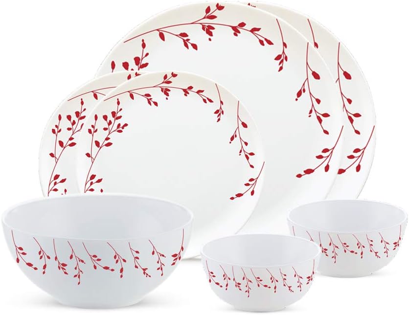 Larah By Borosil - Moon Series, Vintage 7 Pieces Opalware Dinner Set, White