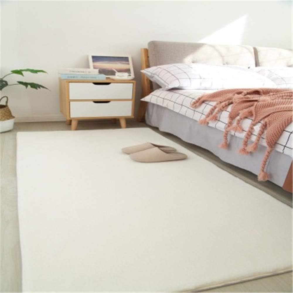 xiangju White Household Tatami Imitation Rabbit Fur Rug Bedroom Living Room Bedside Thicken Mat Long Fleece Non-slip -60x60cm