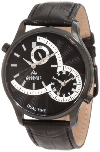 August Steiner Men s ASA810BK Stainless Steel Dual Time Watch