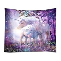 YISUMEI Tapestry Home Decorations Art Wall Hanging Hippie Tapestries 50"x 80" Fantasy Forest Unicorn Purple