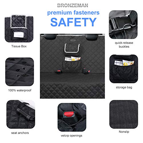 Dog Seat Cover for Back Seat - 100% Waterproof,Nonslip Bench Seat Cover Compatible for Middle Seat Belt | Strong & Durable, Multiuse,Fits All Cars | Bonus Gifts Pack Bag,Dog Leash, Buckle (Black)