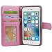 Arae Case for iPhone 6s / iPhone 6, Premium PU Leather Wallet case [Wrist Strap] Flip Folio [Kickstand Feature] with ID&Credit Card Pockets for iPhone 6s / 6 4.7 inch (babypink)