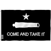 Anley Fly Breeze 3x5 Foot Come and Take It Flag - Vivid Color and Fade Proof - Canvas Header and Double Stitched - Gonzales Historical Flags Polyester with Brass Grommets 3 X 5 Ft (Black)