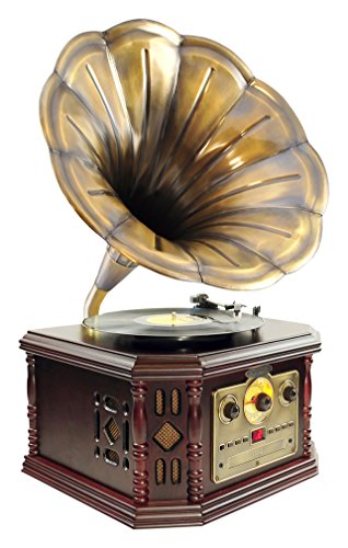 Pyle PVNP48BCD Vintage Bluetooth Turntable System, Gramophone/Phonograph Style