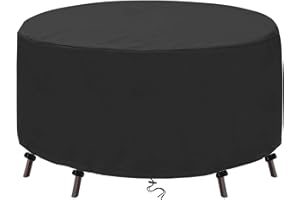 Ziewee Round Outdoor Table Cover Waterproof Round Patio Furniture Covers 600D Patio Table Cover for Table and Chair Sets Rainproof & Windproof Patio Cover 40" Dia x 38" H / 100x95cm