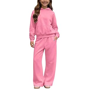 Girls Sweatsuit Fashion 2 Piece Fleece Hoodie and Sweatpants Set 5-14 Years Tracksuit with Pockets Back to School Clothes