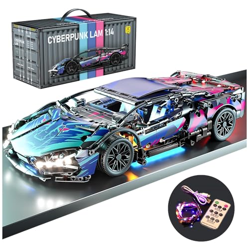 KASTWAVE Sport Car Building Block Sets for Adults, Race Car with LED Lights Collectible 1:14 MOC Model Engineering Toy Birthday Gifts for Boys Boyfriends Men Teens Age 8+ 8-12 12 13 14 (1314 PCS)