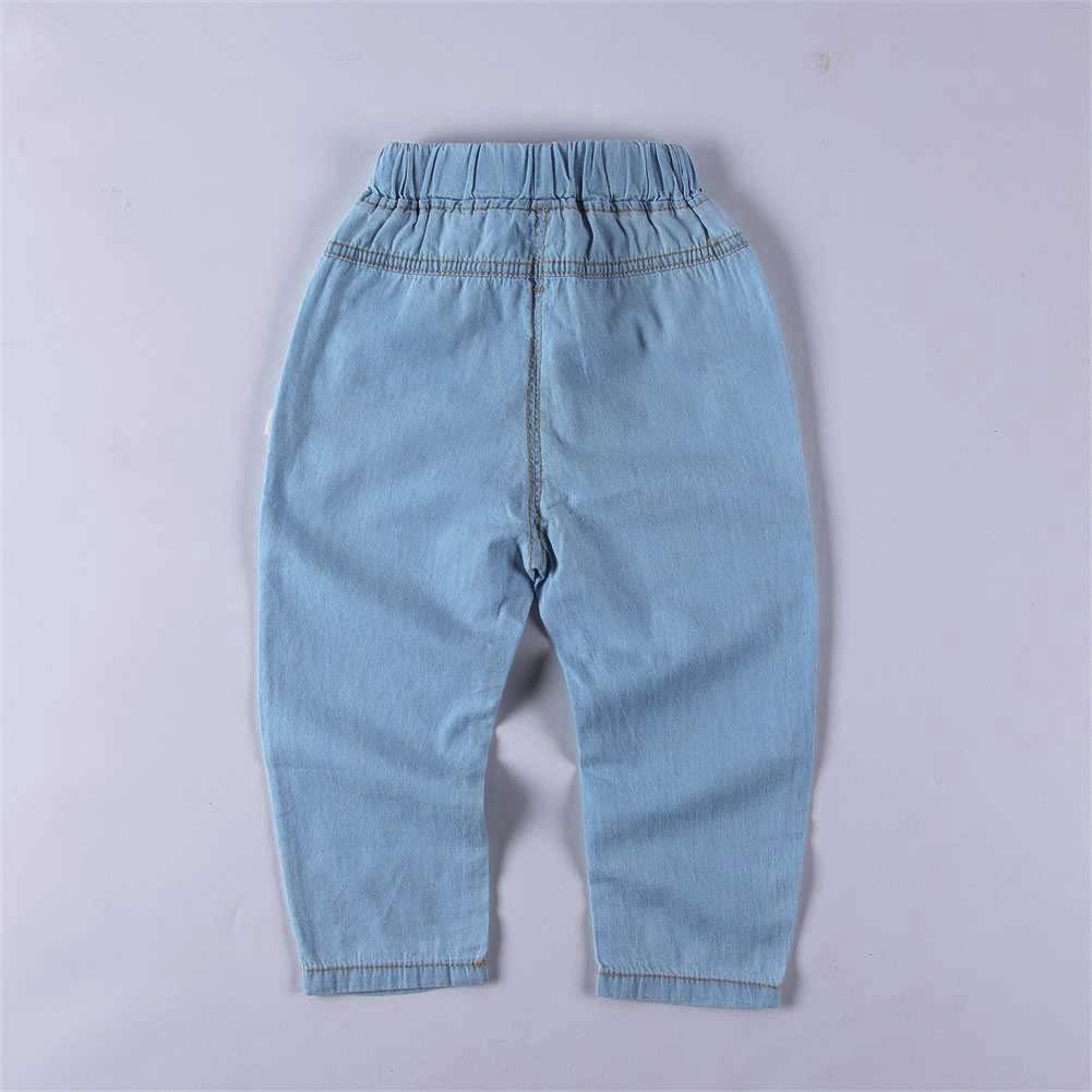 MODNTOGA Toddler Kid Boys Girls Elastic Waist Denim Jeans Summer Pants Blue: Clothing
