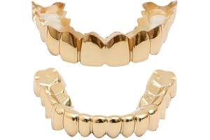 sowsmile Silicone Gel Grillz Gold Grills for Your Teeth, Gold Teeth Tooth Grillz for Men and Women, Grillz Hip Hop, Jewelry Grills for Teeth