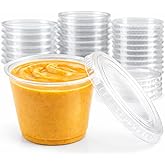 4U'LIFE 5.5 oz Clear Plastic Souffle Cup/Portion Cup With Lids-50 Sets